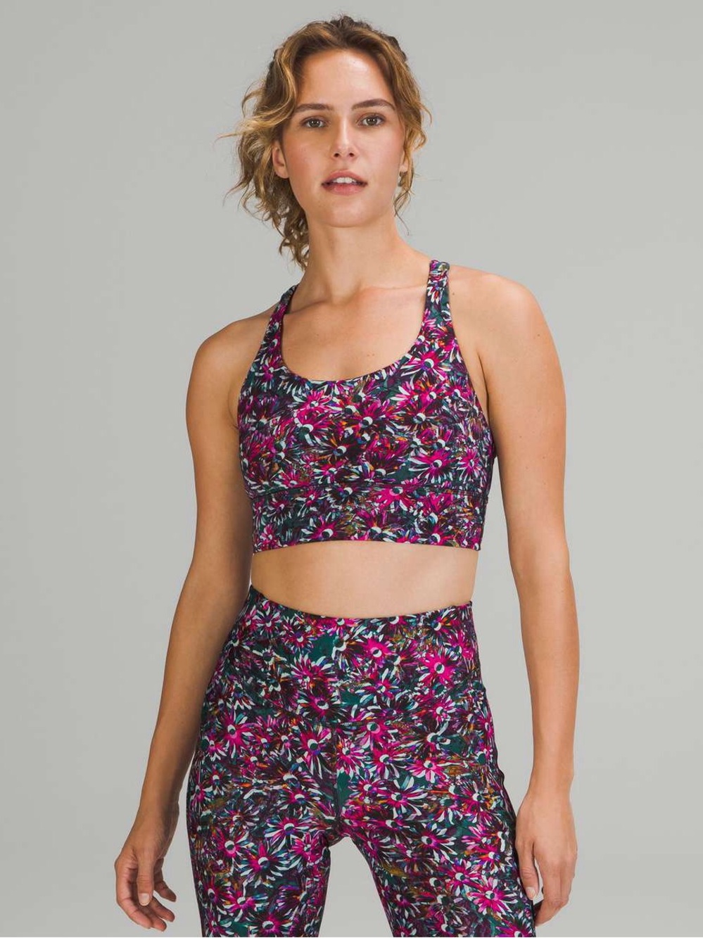 Lululemon Energy Longline Bra *Medium Support, B-C Cups Floral Electric Size 12
